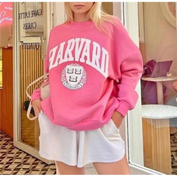 harvard letter Graphic  Sweatshirt Crewneck Long Sleeve - Picture 4 of 7